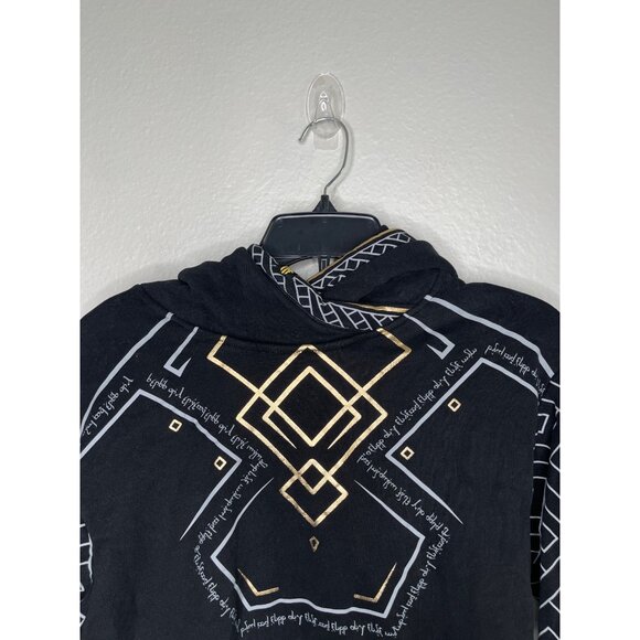 Nerdforge Black Cryptic Hoodie Gold Geometric Design adult small - Picture 2 of 9